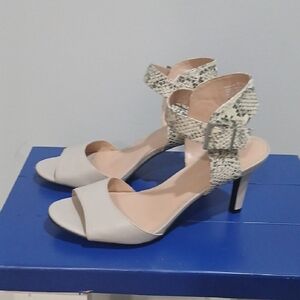 Elegant Cream and Snake Print Women's Heels